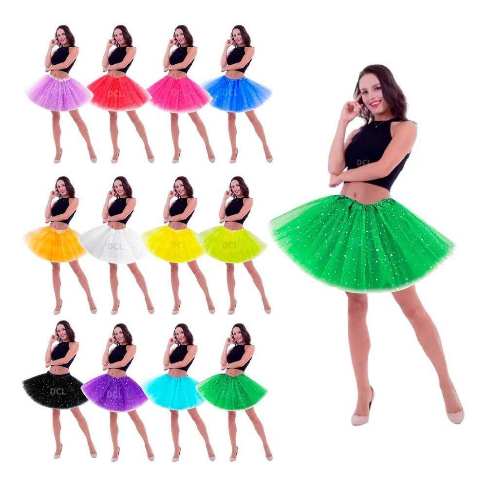 2X Saia Tule Adulto Diversas Cores Festa Carnaval 35 Cm Tutu