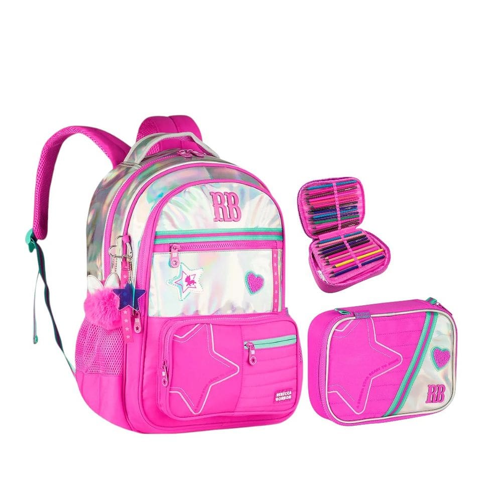 Kit Mochila Estojo Rebecca Bonbon Costas Holográfica