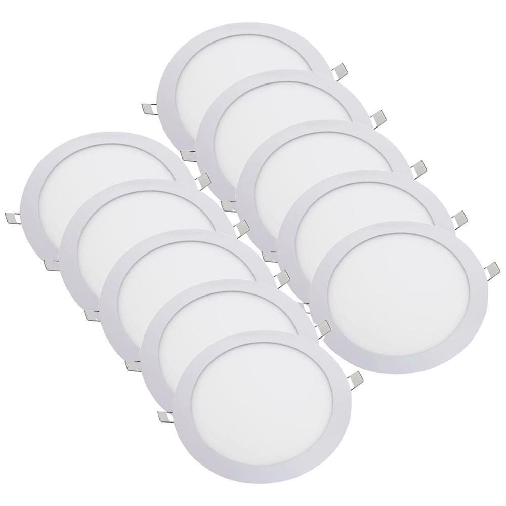 Kit 10 Luminária Plafon Led Redondo Embutir 18W 4000K - Noll
