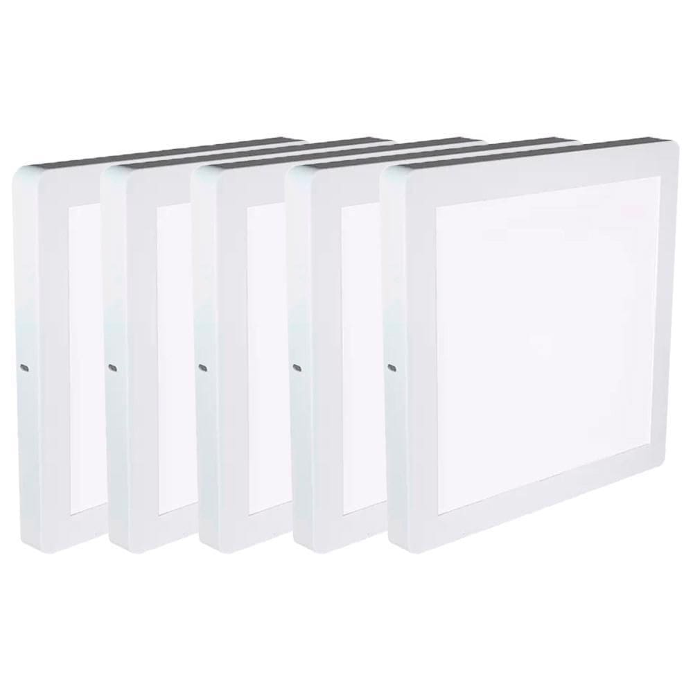 Kit 5 Luminária Plafon Led Quadrado Sobrepor 24W 6500K Noll