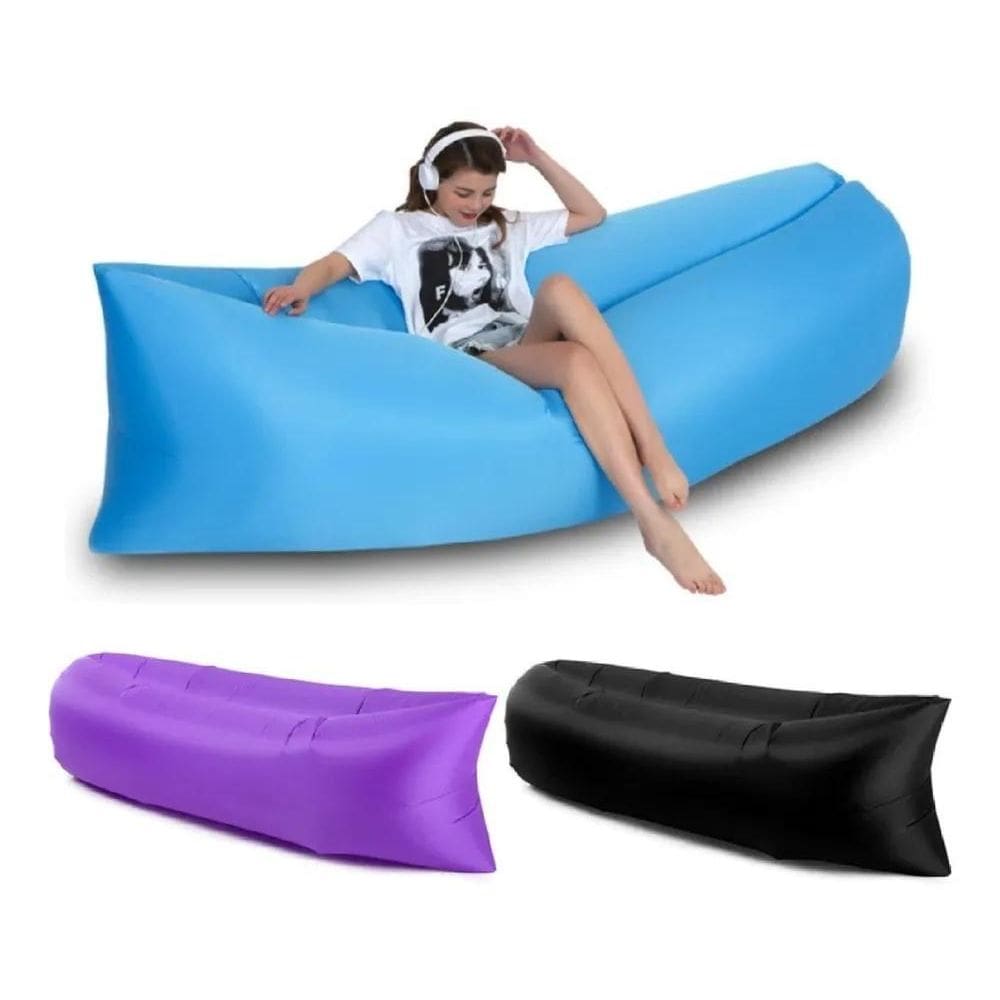 2X Sofa Inflavel Boia Praia Puff Camping Impermeável Portati