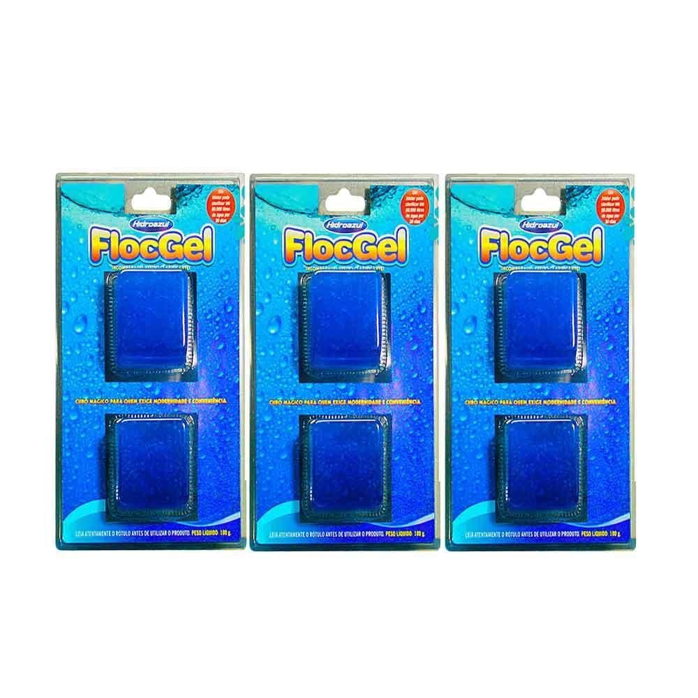 Kit 3X Floc Gel Clarificante Hidroazul 2 Pastilhas 180 Gr