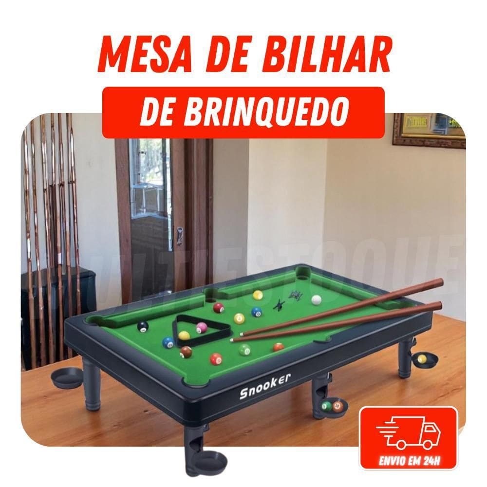 Brinquedo Mesa De Bilhar Snooker Sinuca Com 2 Tacos