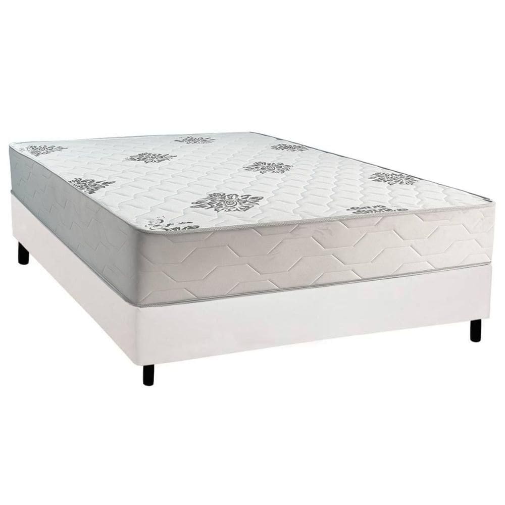 Cama Box Casal: Colchão Ortopédico Inovaflex Comfort Premium+Base CRC Corano White (138x188)