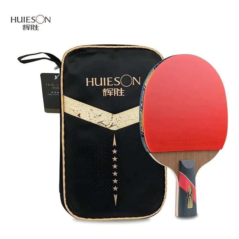2X Raquete De Ping Pong Huieson 6 Stars Preta/Vermelha Cs C
