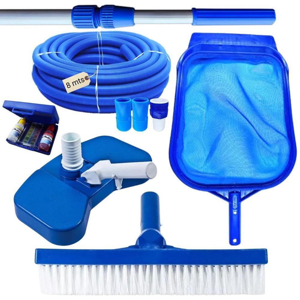Kit Limpeza Piscinas Mangueira Ecológica 8Mt Cabo 2Mt Estojo