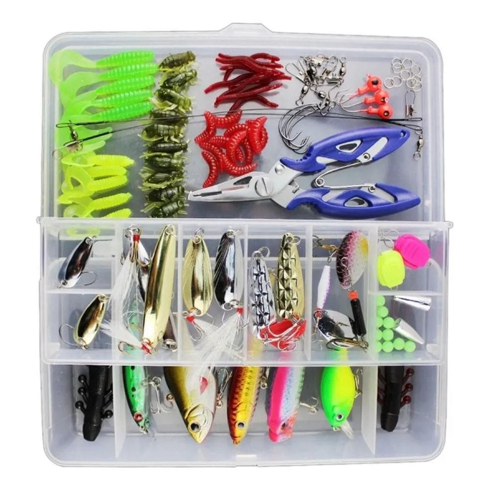 2X Kit Pesca Isca Artificial Tucunare Robalo 101 Peças + Est
