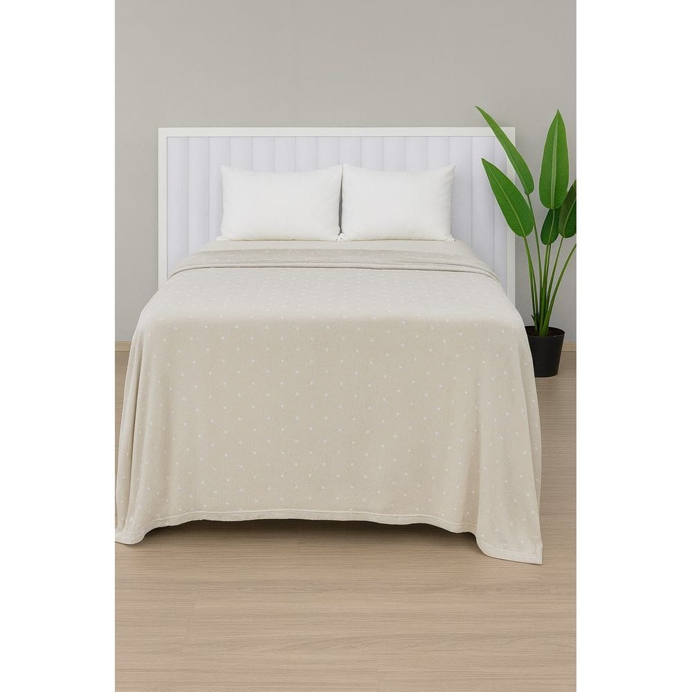 Manta De Microfibra Estampa Poá Habitat King - Poá Bege