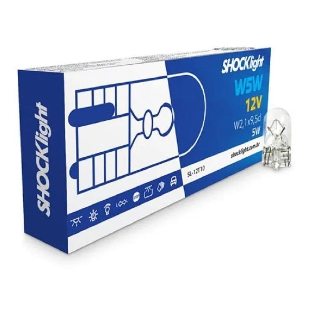 Lampada Comum T10 Pingao 12V 5W Shocklight Caixa Com 10
