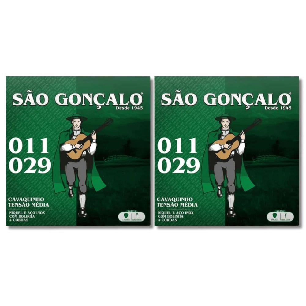 Kit 2 Encordoamento Cavaco Níquel Bolinha São Gonçalo 0.029