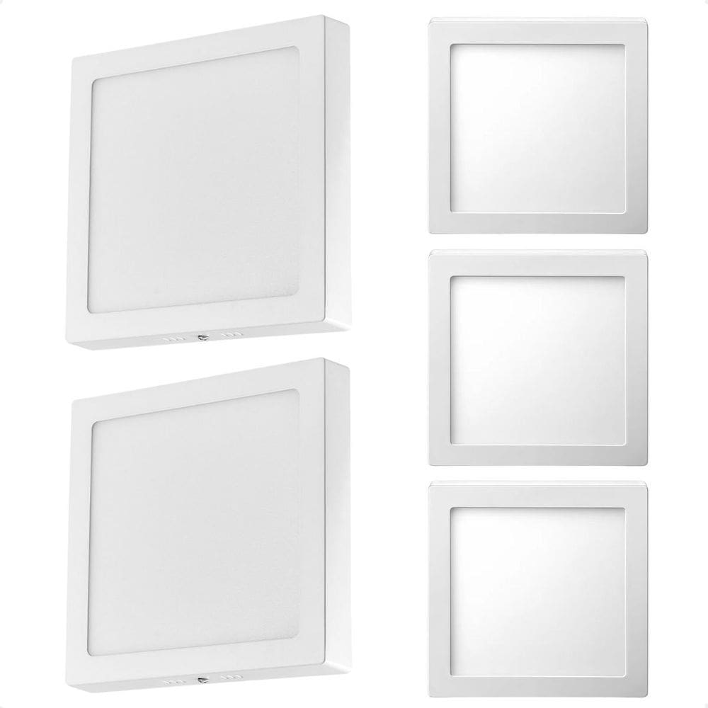 Kit 5 Painel De Led Quadrado Sobrepor 12W Bivolt Taschibra