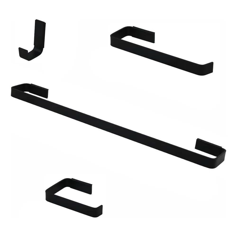 Kit Acessórios Para Banheiro 4 Peças Preto Fosco Quadrado