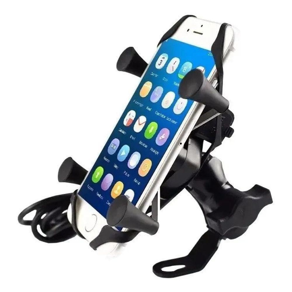 Tomada De 5V Usb Moto Carrega Celular Gps + Suporte Celular