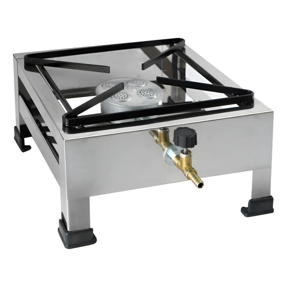 Fogao 1 Fogareiro Boca Inox Industrial Alta Pressão Completo