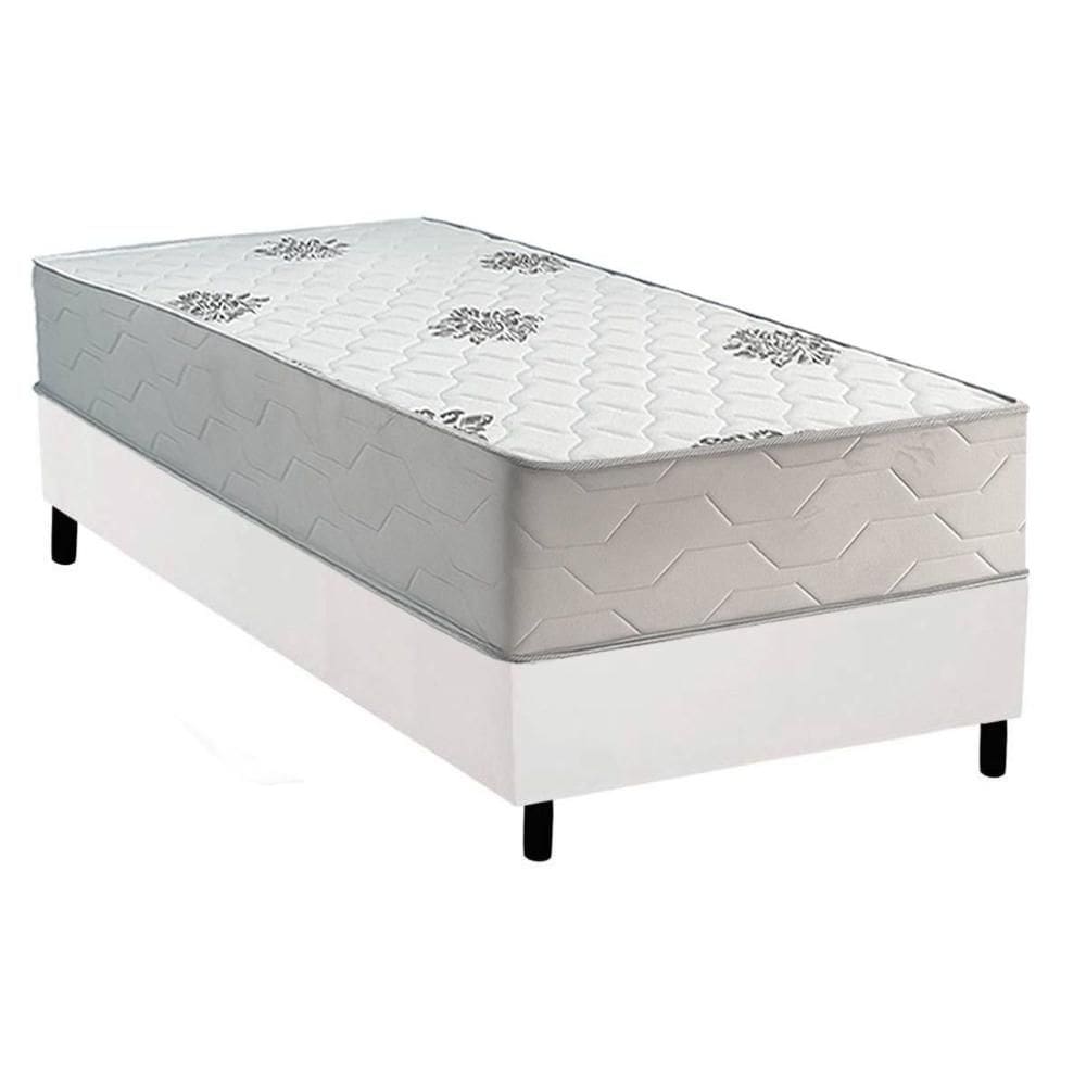 Cama Box Solteiro: Colchão Ortopédico Inovaflex Comfort Premium+Base CRC Corano White (88x188)