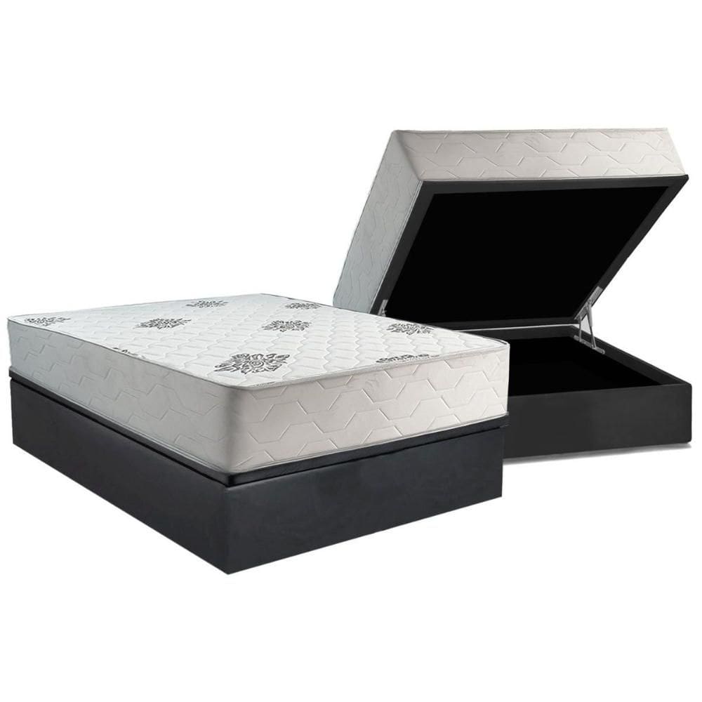 Cama Box Baú Casal: Colchão Ortopédico Inovaflex Comfort Premium+Base CRC Corano Gray (138x188)