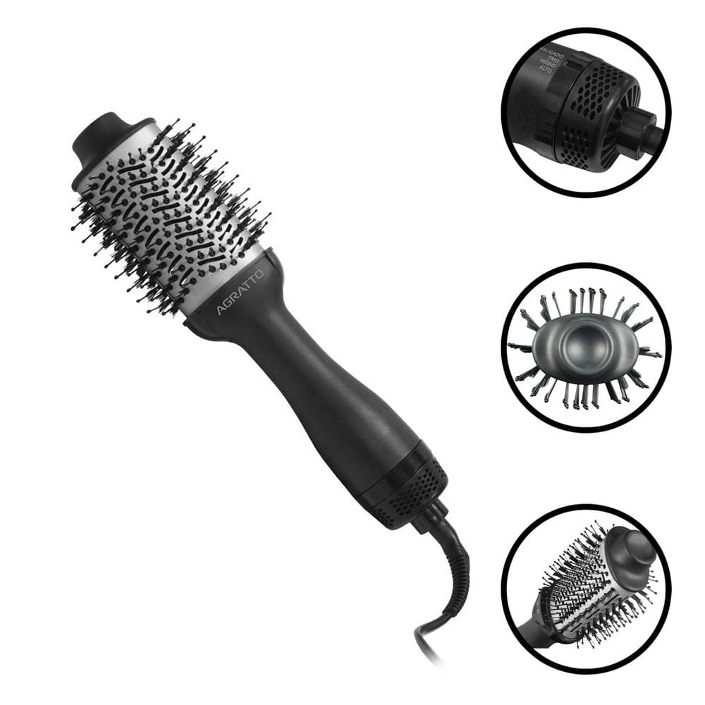 Escova Secadora de Cabelo 5 em 1 Modeladora Alisadora dá Brilho Della Ion Tourmaline Bivolt Agratto