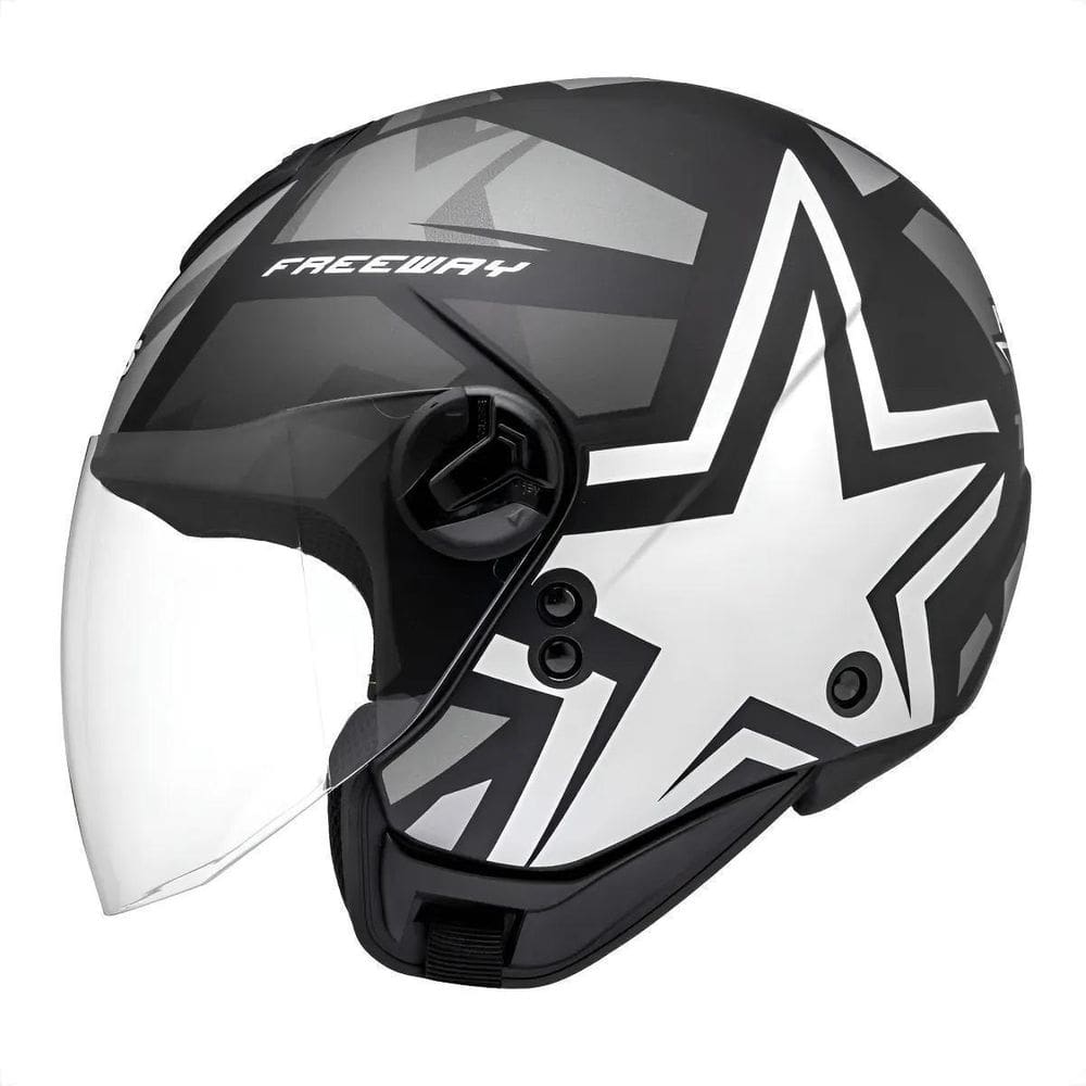 Capacete Peels Freeway 1St Preto Prata Abert Moto Tamanho 56