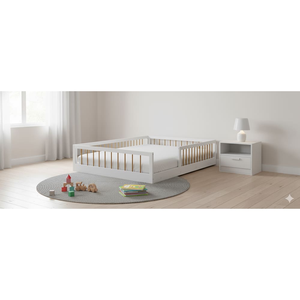 Cama Baixa Moderna Casal Lume - MobiBaby