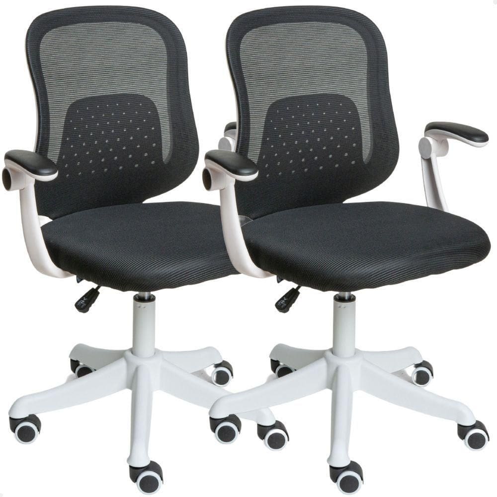 Kit 02 Cadeiras Escritório Mesh Diretor Giratória Colorida Preto