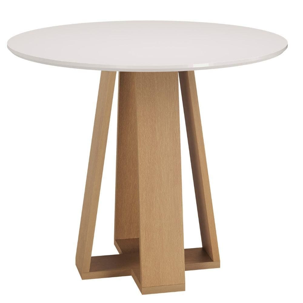 Mesa de Jantar Estilo Redonda 90cm – MDF/MDP, Tampo Laqueado – Sonetto