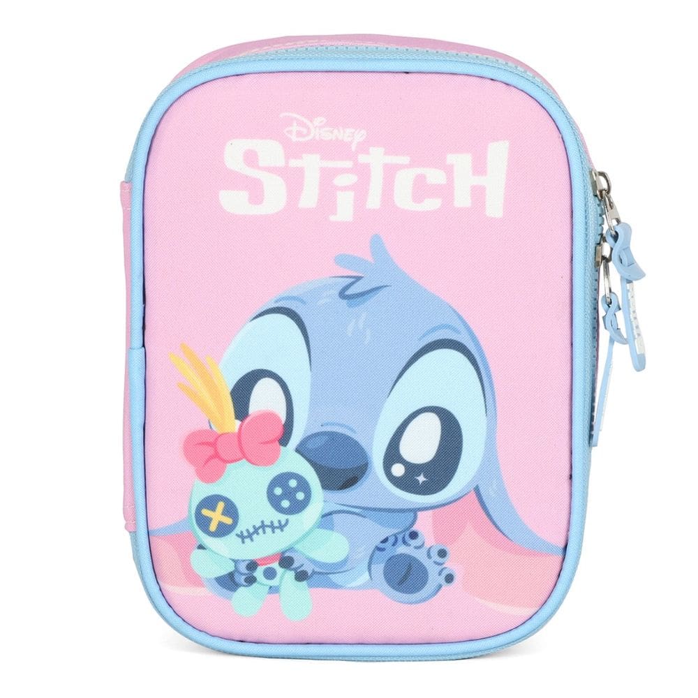 Estojo Box Stitch Disney Grande 100Pens Rosa Juvenil Escolar