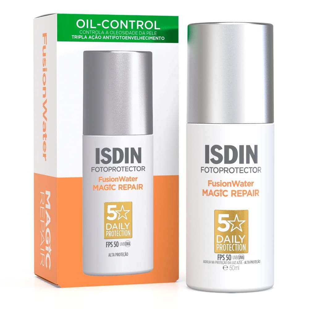 Protetor Solar Facial Isdin Fotoprotector Fusion Water Magic Repair 5 Stars FPS 50 50ml