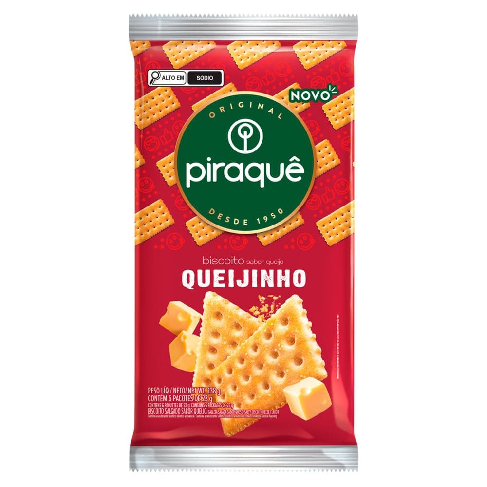 Biscoito Piraquê Queijinho Sabor Queijo 138g