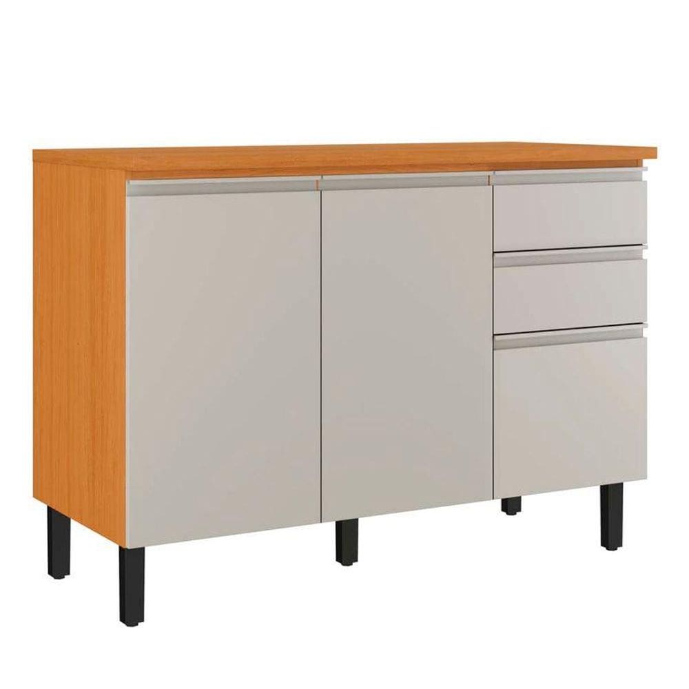 Balcão de Cozinha Itatiaia Cinamomo e Off White em Madeira 120cm Namur