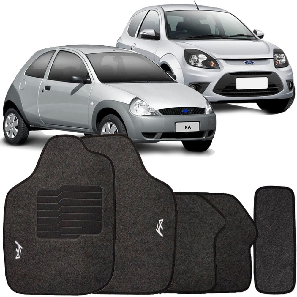 Jogo de Tapete Automotivo Carpete Ford Ka 1996 à 2013 Soft Logo Bordado 5 Peças