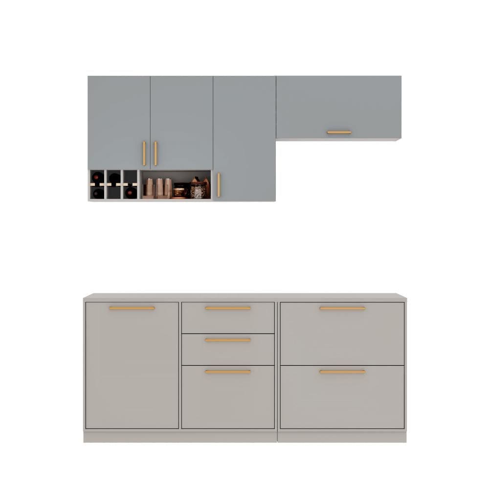 Cozinha Completa Itatiaia Essence 200cm Madeira Fendi/Gris