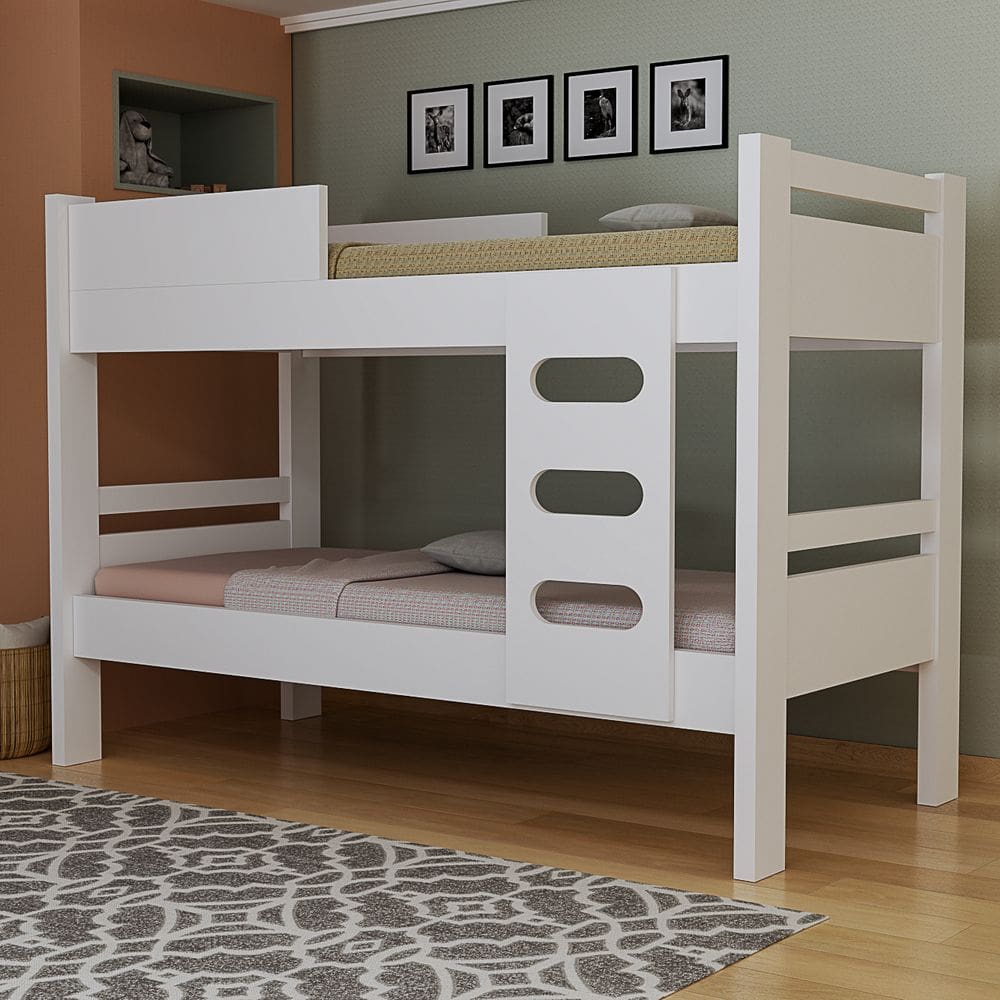 Beliche Solteiro Infantil Juvenil 2 Camas Compactas Com Escada Segura
