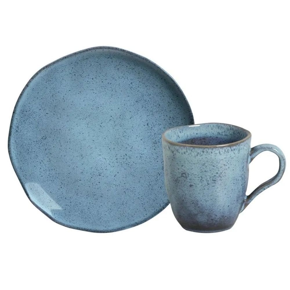 Kit Lanche Orgânico com 2 Pratos de Sobremesa e 2 Canecas 27