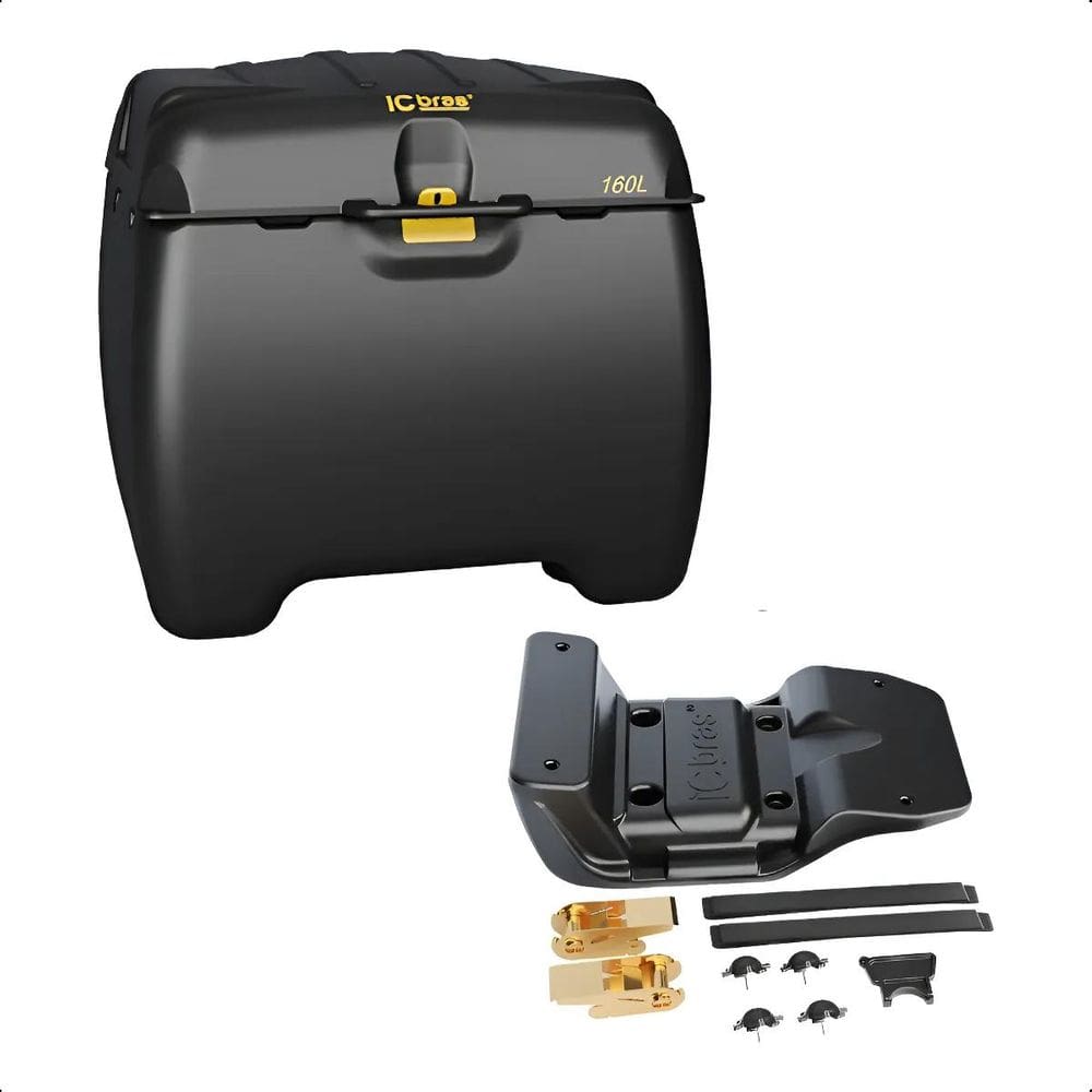 Kit Baú 160L Com Suporte Universal Icbras Para Moto Motoboy Delivery Reforçado Com Garantia