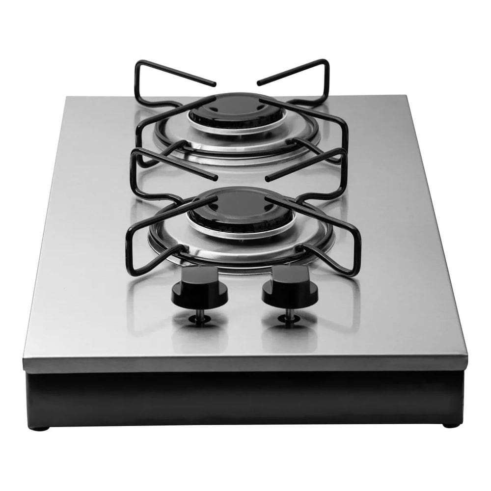 Cooktop 2 Bocas Portátil de Mesa Stelar Euro Inox a Gás GLP – Vidro Inox, Potente e Compacto