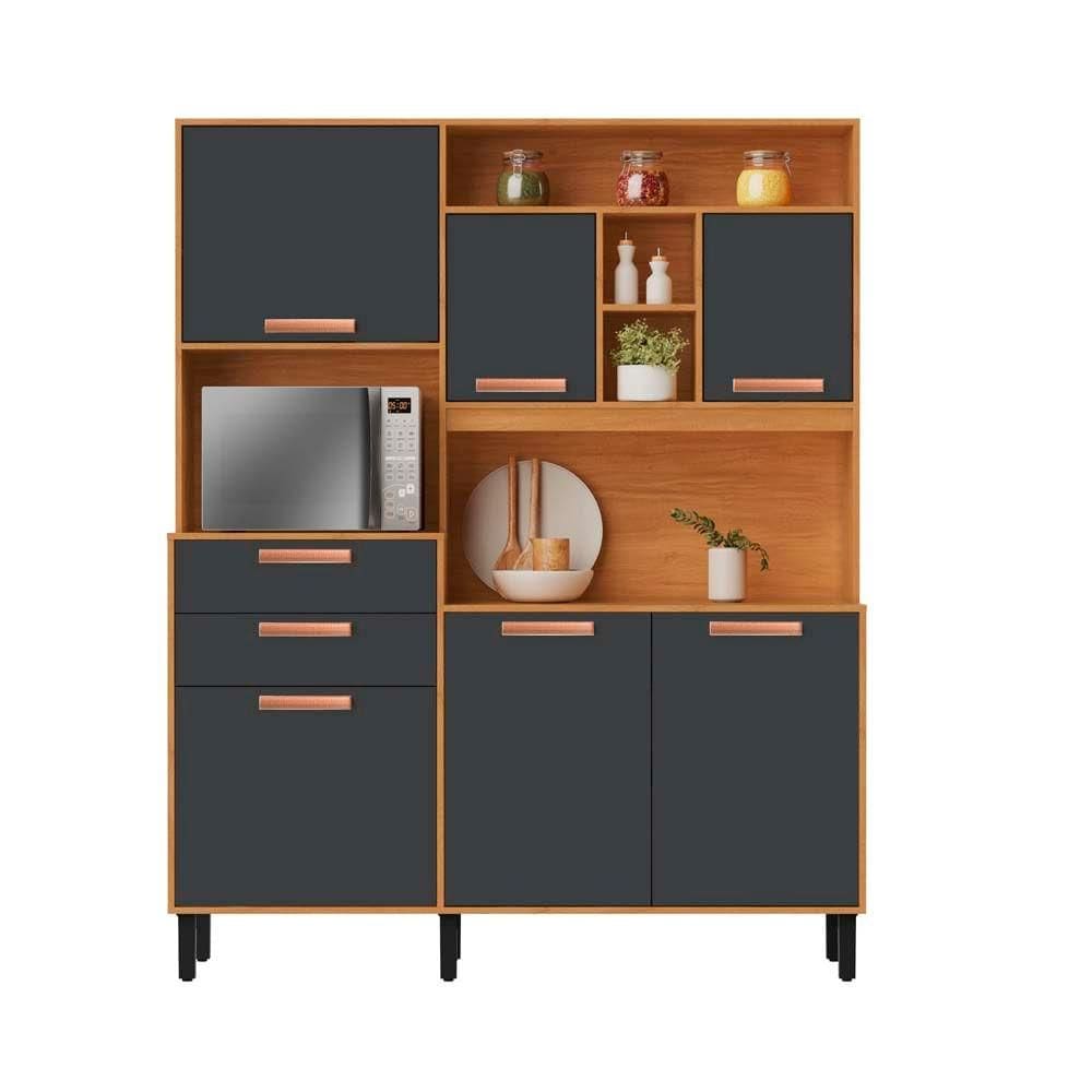 Armário de Cozinha Compacta 160cm Nápoles Grafite Madeira Itatiaia