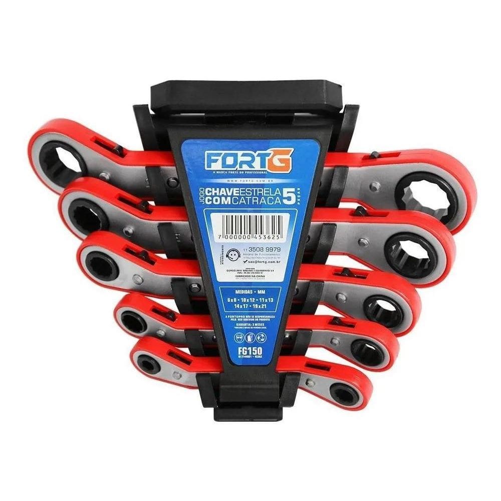 2X Jogo De Chaves Estrela Catraca 6 X 21 Mm 5 Peças Fortgpro