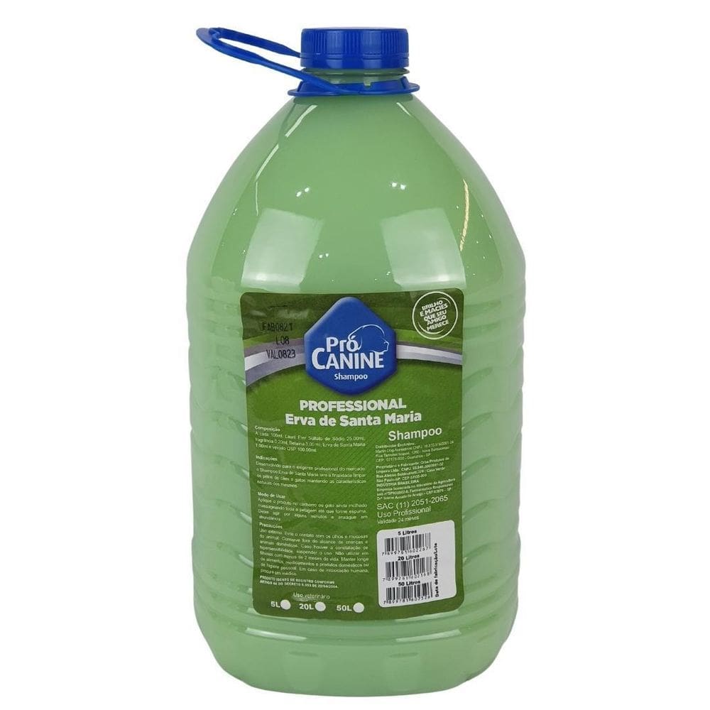 Shampoo Para Cães Erva Santa Maria Procanine 5 Litros