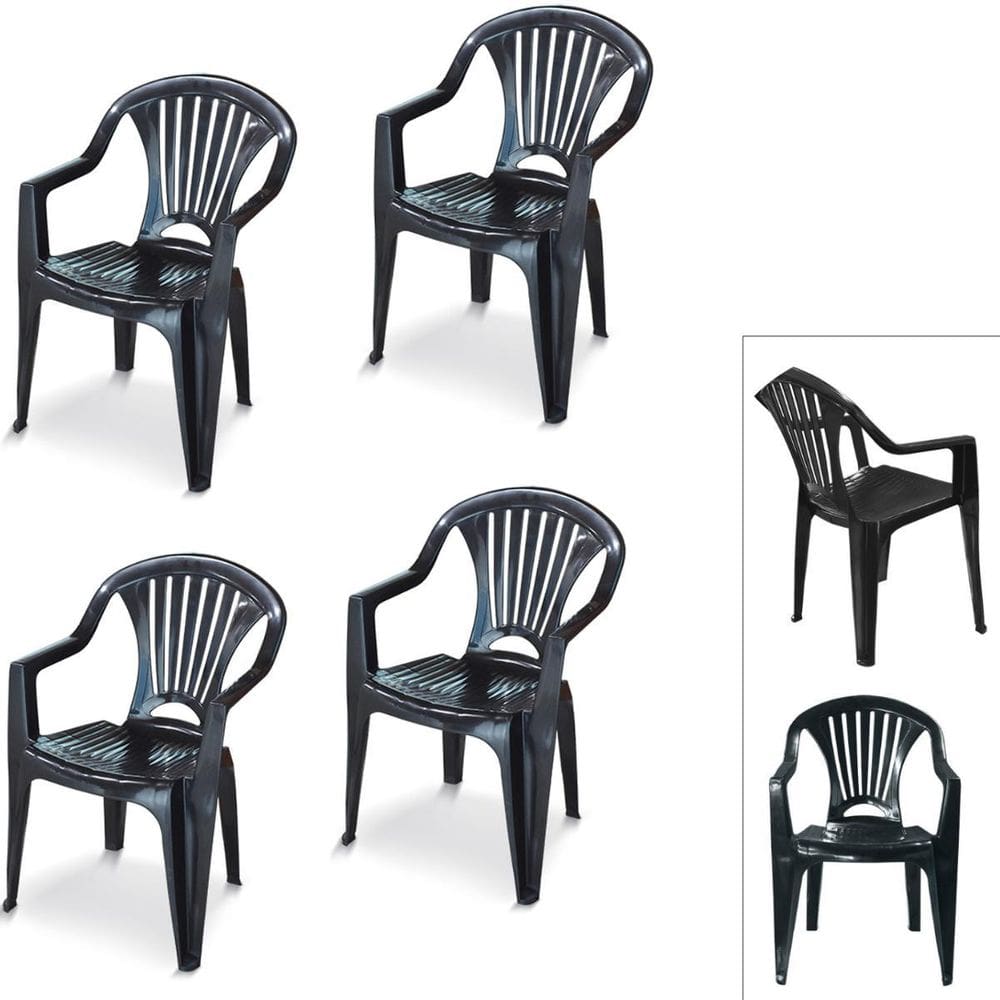 Kit 4 Cadeira Poltrona Plástico Vime Multiuso Lazer Preta