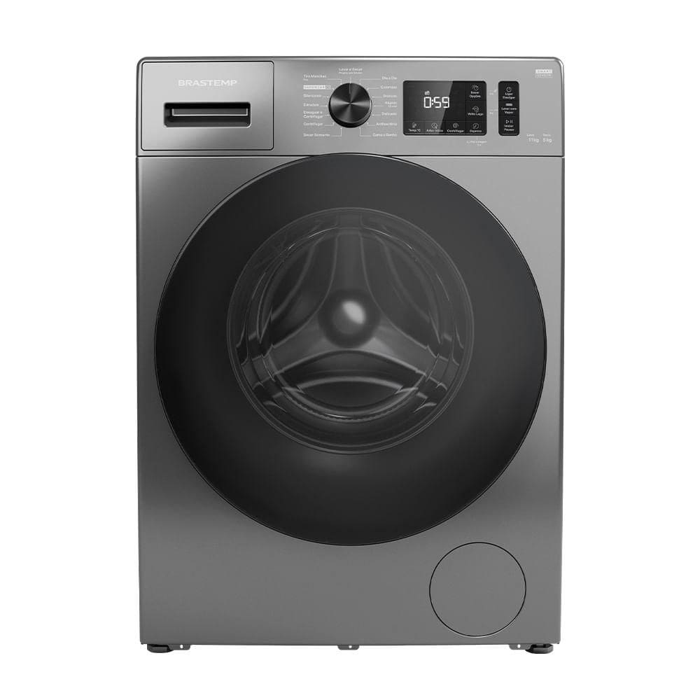 Lava & Seca 11 Kg Brastemp Smart Sensor by AI Titânio com 15 Programas de Lavagem - BNO11