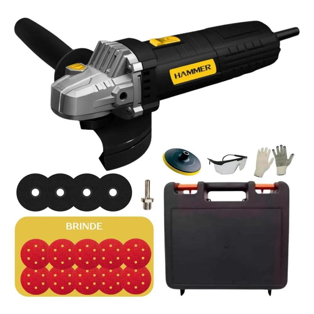 2X Esmerilhadeira Lixadeira Angular Hammer Em-7101 + Acessór