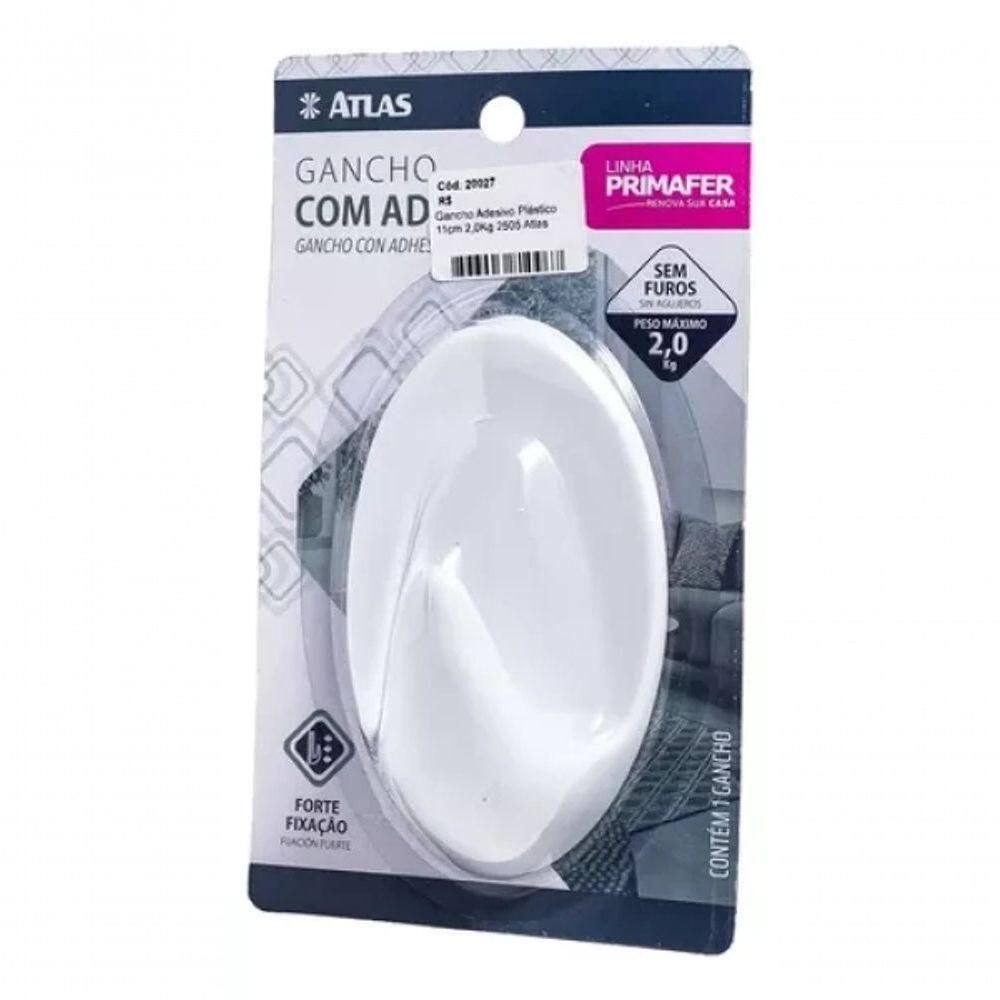 Gancho Adesivo Plástico 2,0kg 2505 Atlas