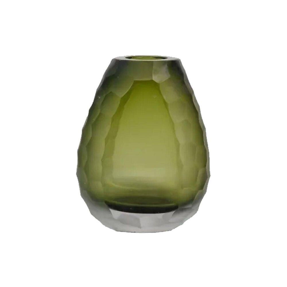 Vaso Oval Vidro Murano Italiano 17X14Cm Pequeno Verde