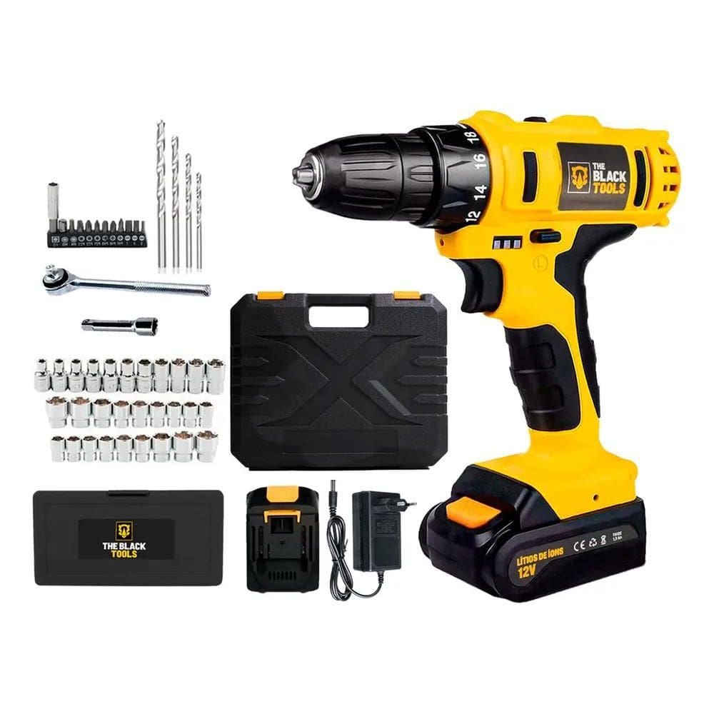 2X Furadeira Parafusadeira Bateria + Kit 40Pçs