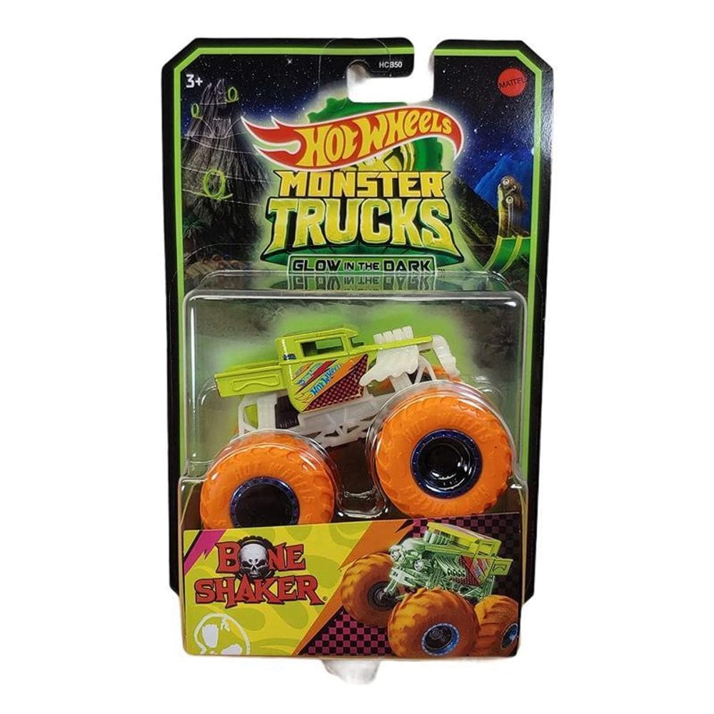 Carrinho Hot Wheels Monster Trucks Brilha No Escuro Bone