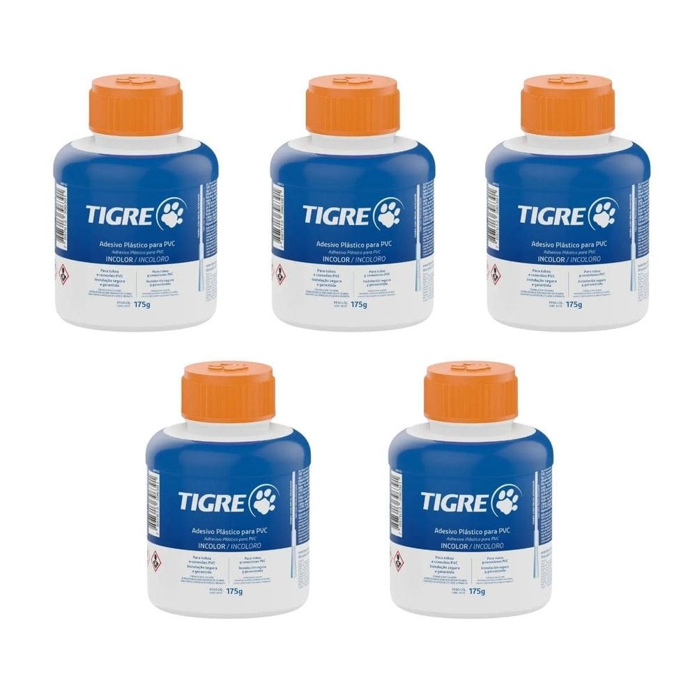 Kit 5 Frascos Cola Adesivo Incolor Tubo Cano Pvc 175G