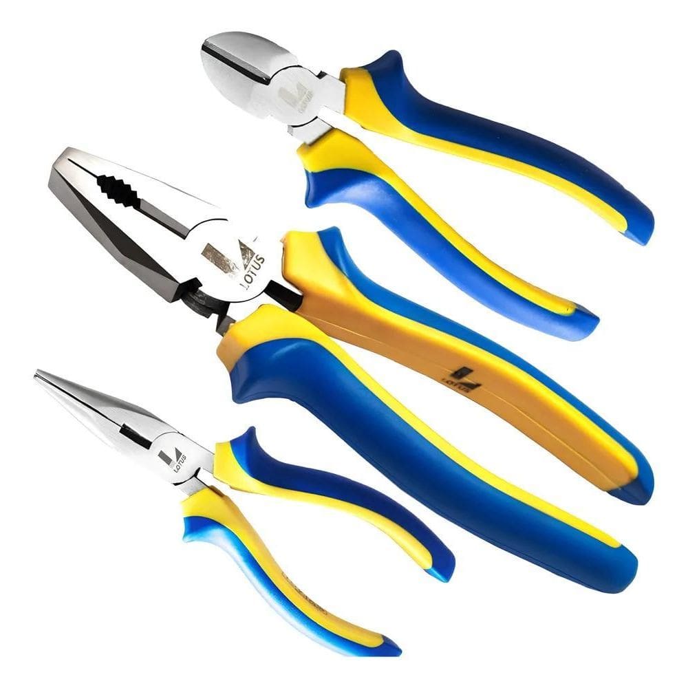 2X Kit Jogo 3 Alicates Universal Corte Bico Alicate Meia Can