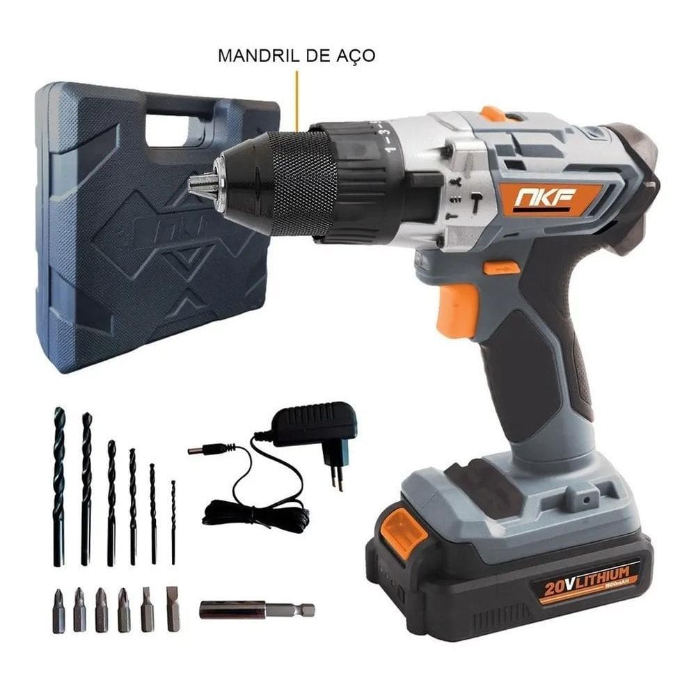 2X Furadeira E Parafusadeira De Impacto À Bateria Com 1 Bate