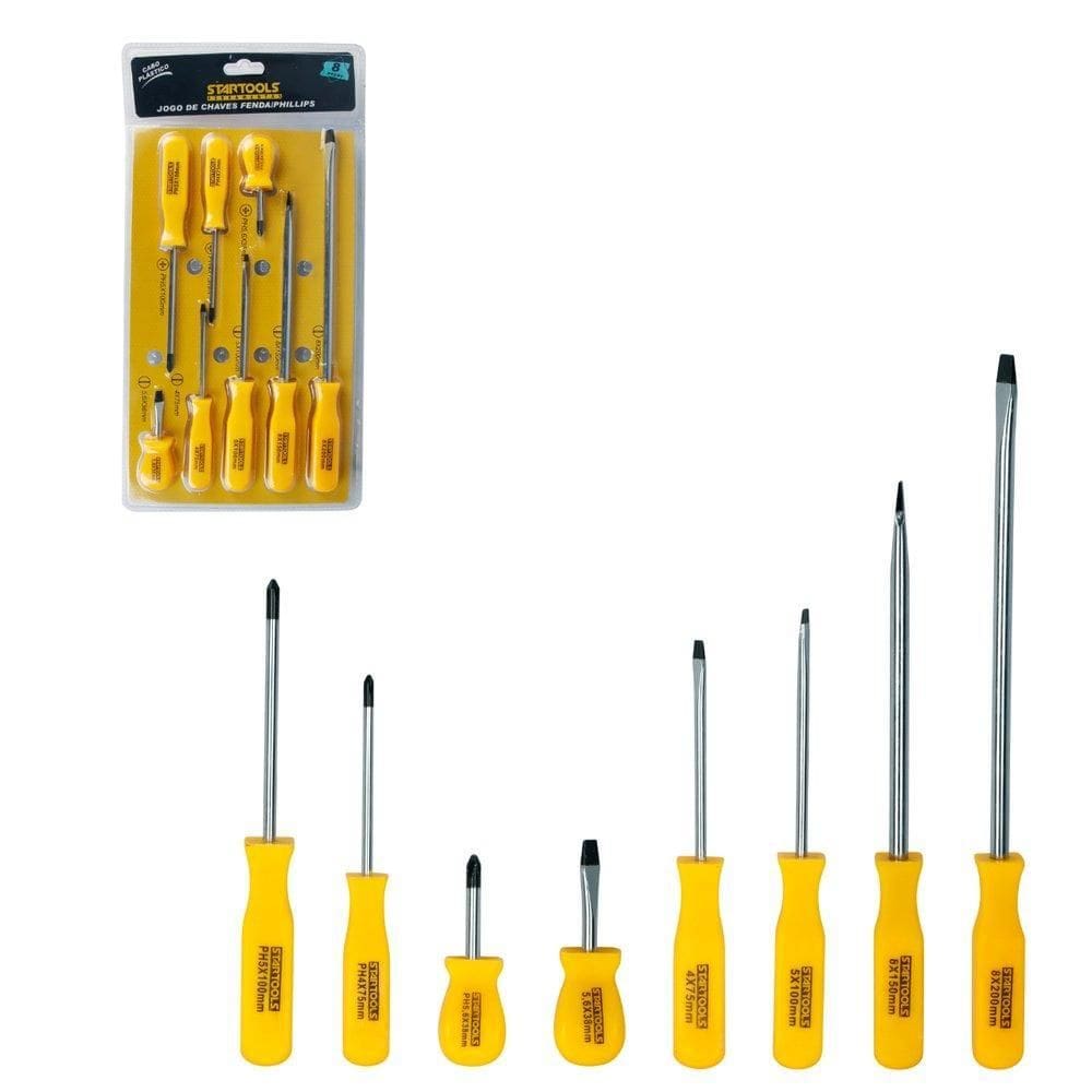 Jogo 8 Chaves De Fenda E Philips