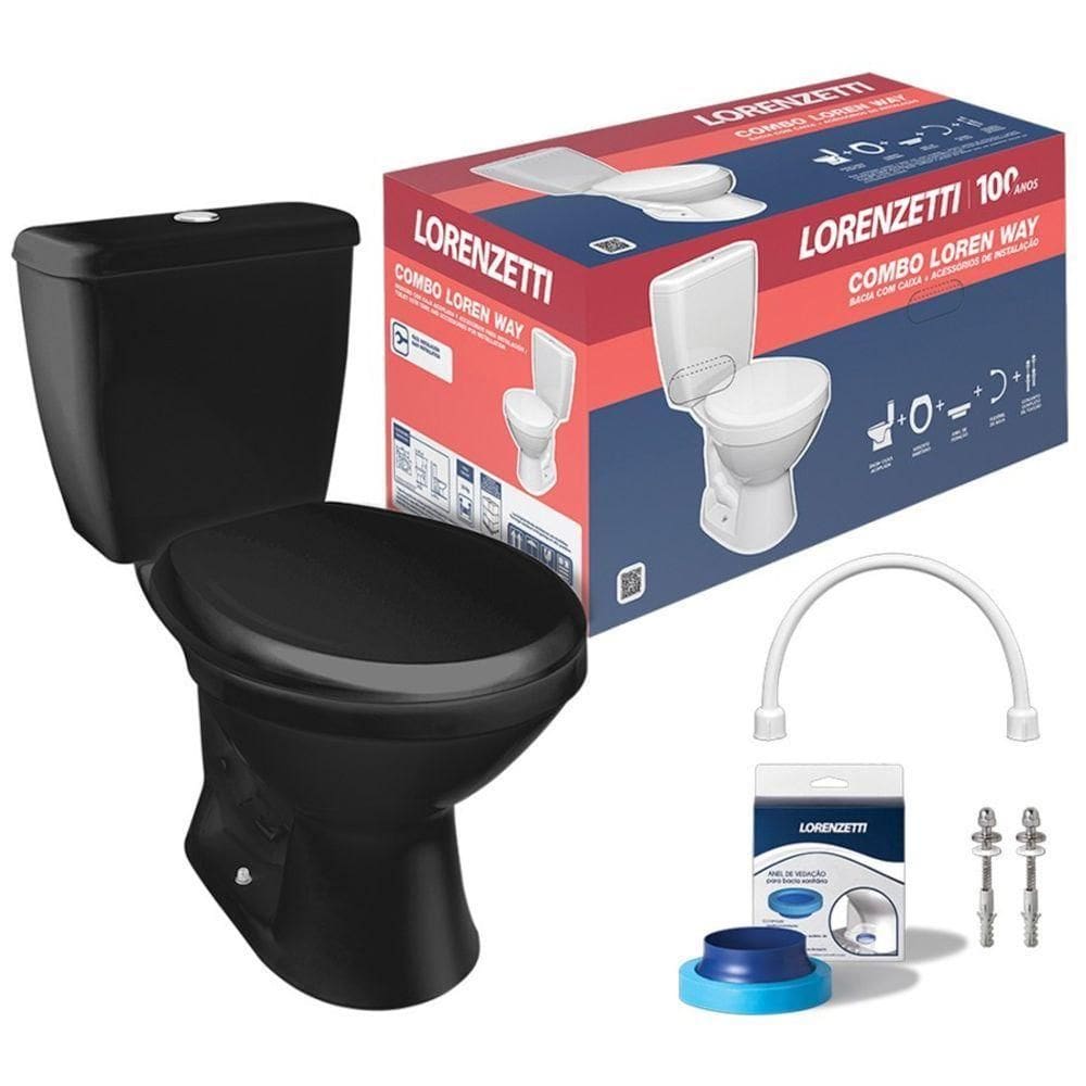 Vaso Sanitário Com Caixa Acoplada 6l Way + Kit De Instalção - Lorenzetti